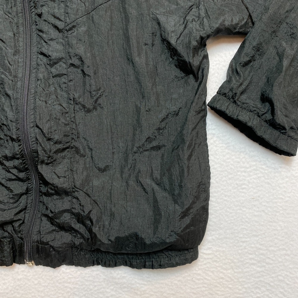 VINTAGE Perry Ellis Track Jacket Mens M Black Nylon Full Zip Windbreaker 80s - Picture 4 of 14